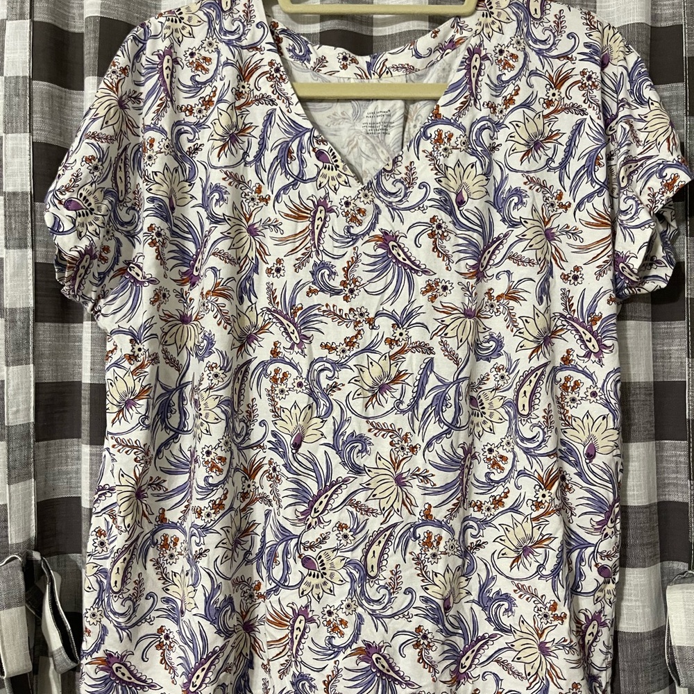 J. Jill Purple and Orange Floral Pleat Back Top